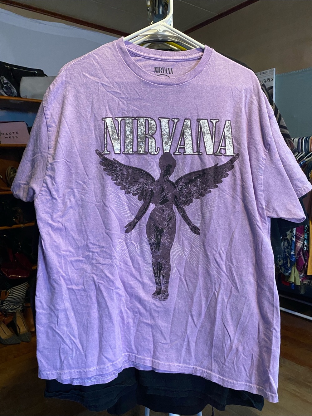 NIRVANA Lavender Short-Sleeve Angel Logo Tee